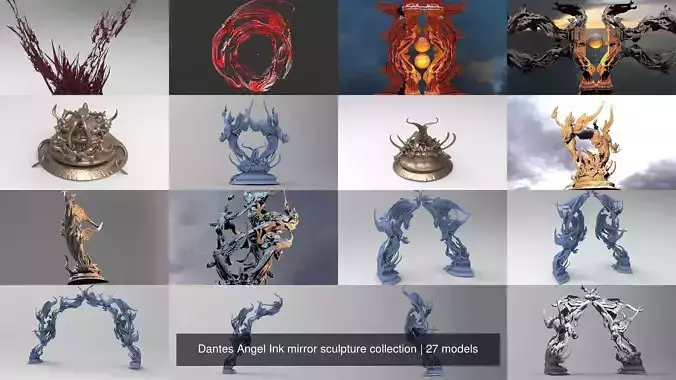 Dantes Angel Ink mirror sculpture collection