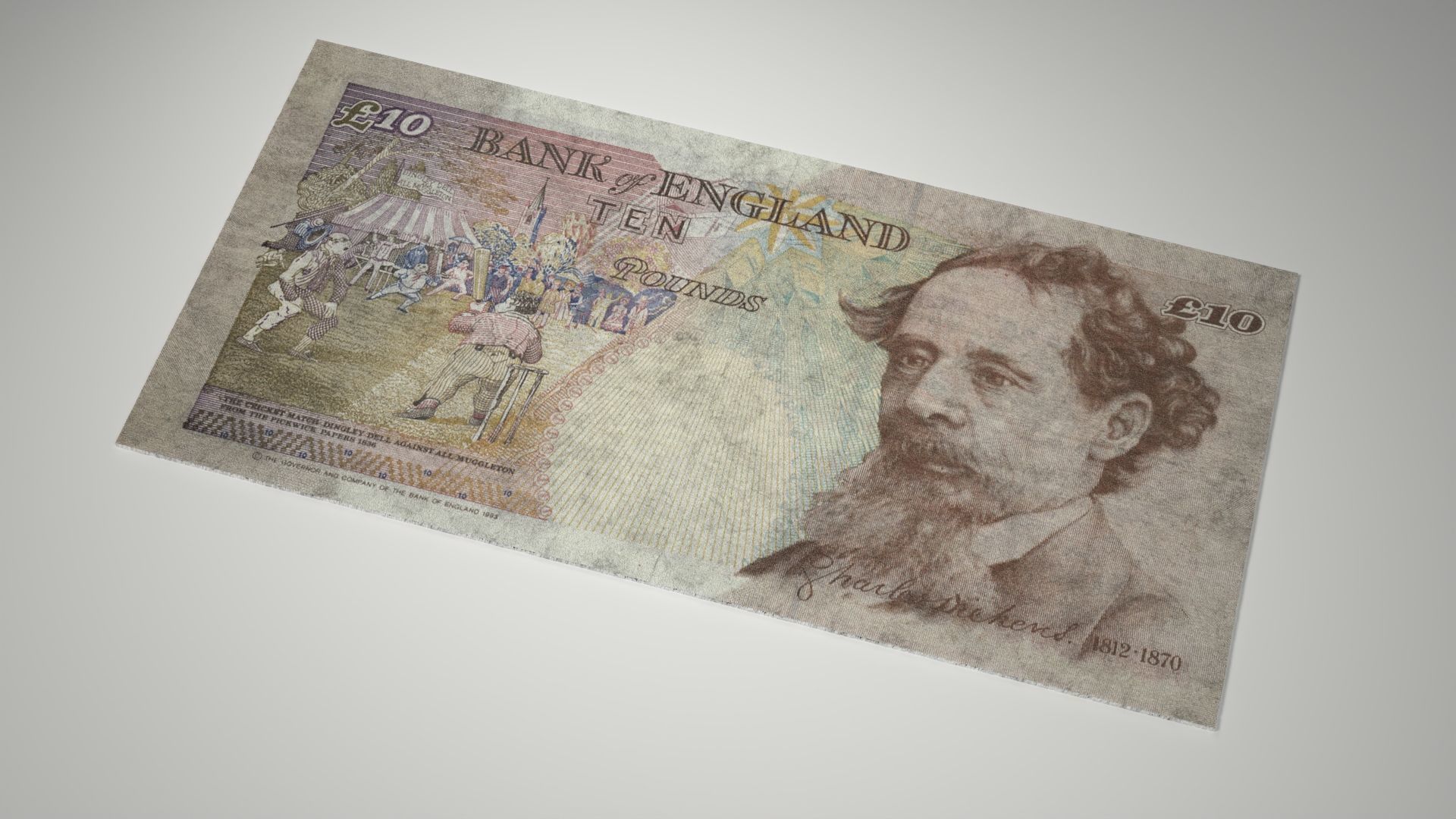 Ten Pound Note Old New and Stack Low-poly 3D model_5
