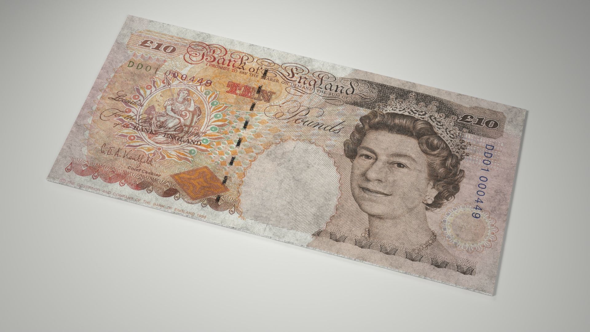 Ten Pound Note Old New and Stack Low-poly 3D model_3