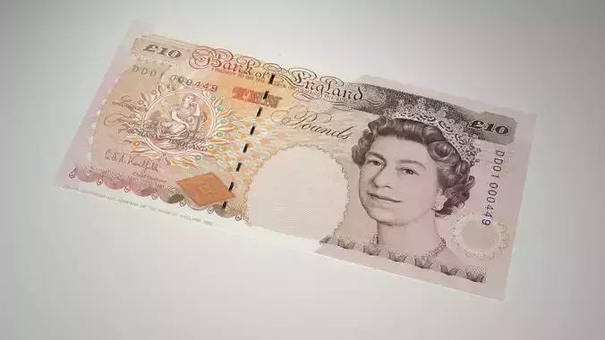 Ten Pound Note Old New and Stack Low-poly 3D model