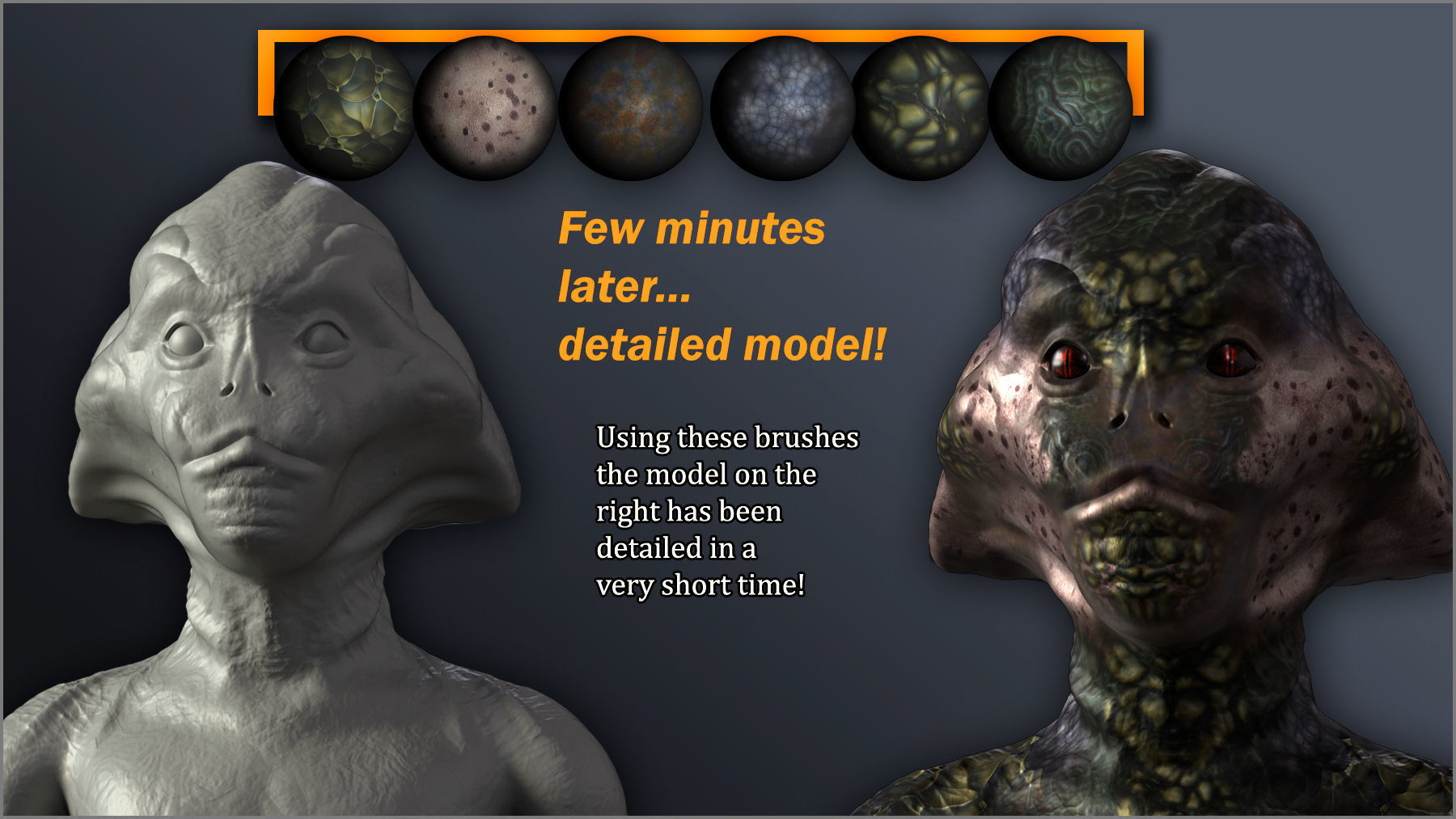 Alien Skin Maker 300 ZBrush brushes and 50 Alphas Texture_2