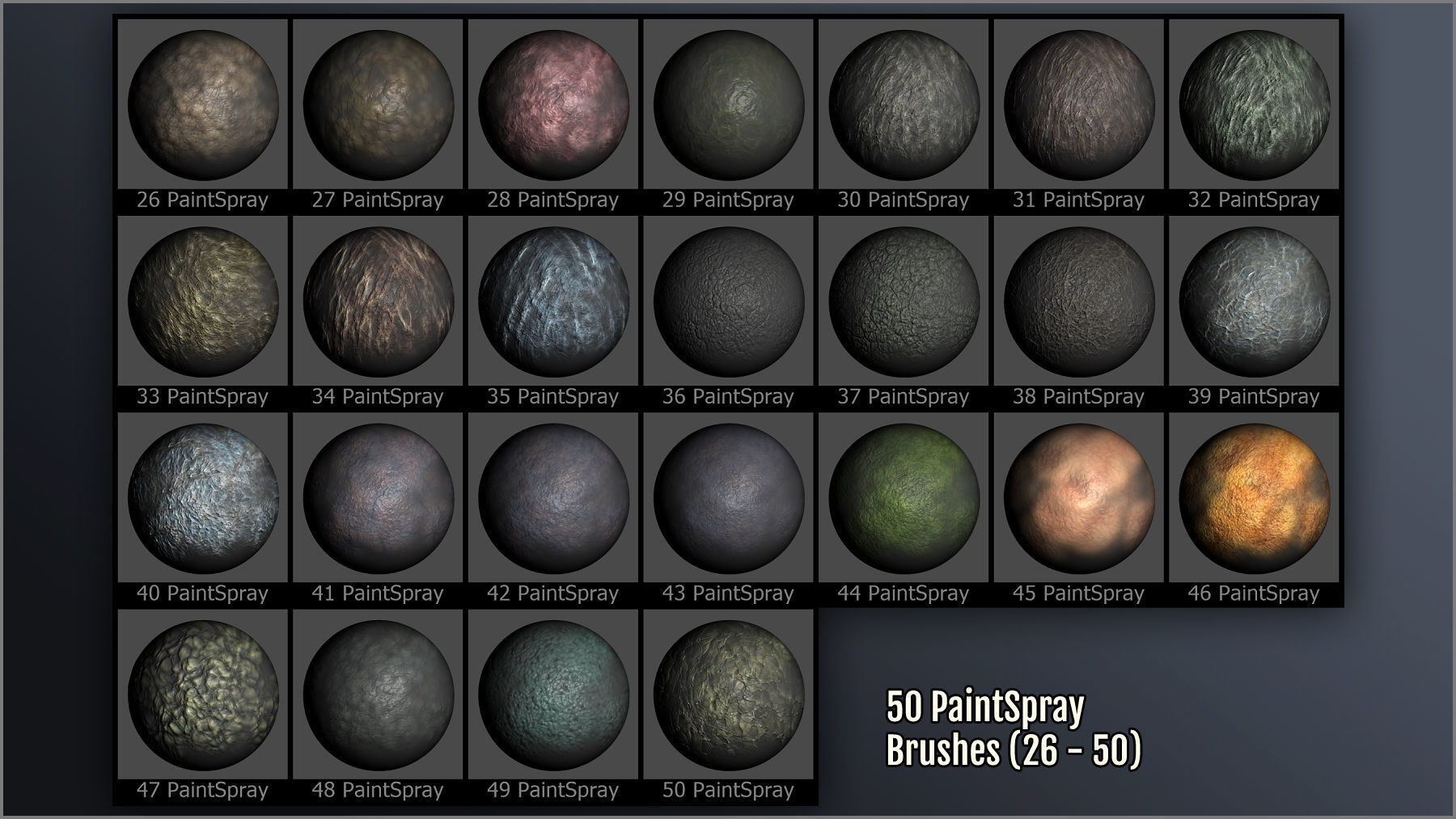 Alien Skin Maker 300 ZBrush brushes and 50 Alphas Texture_8
