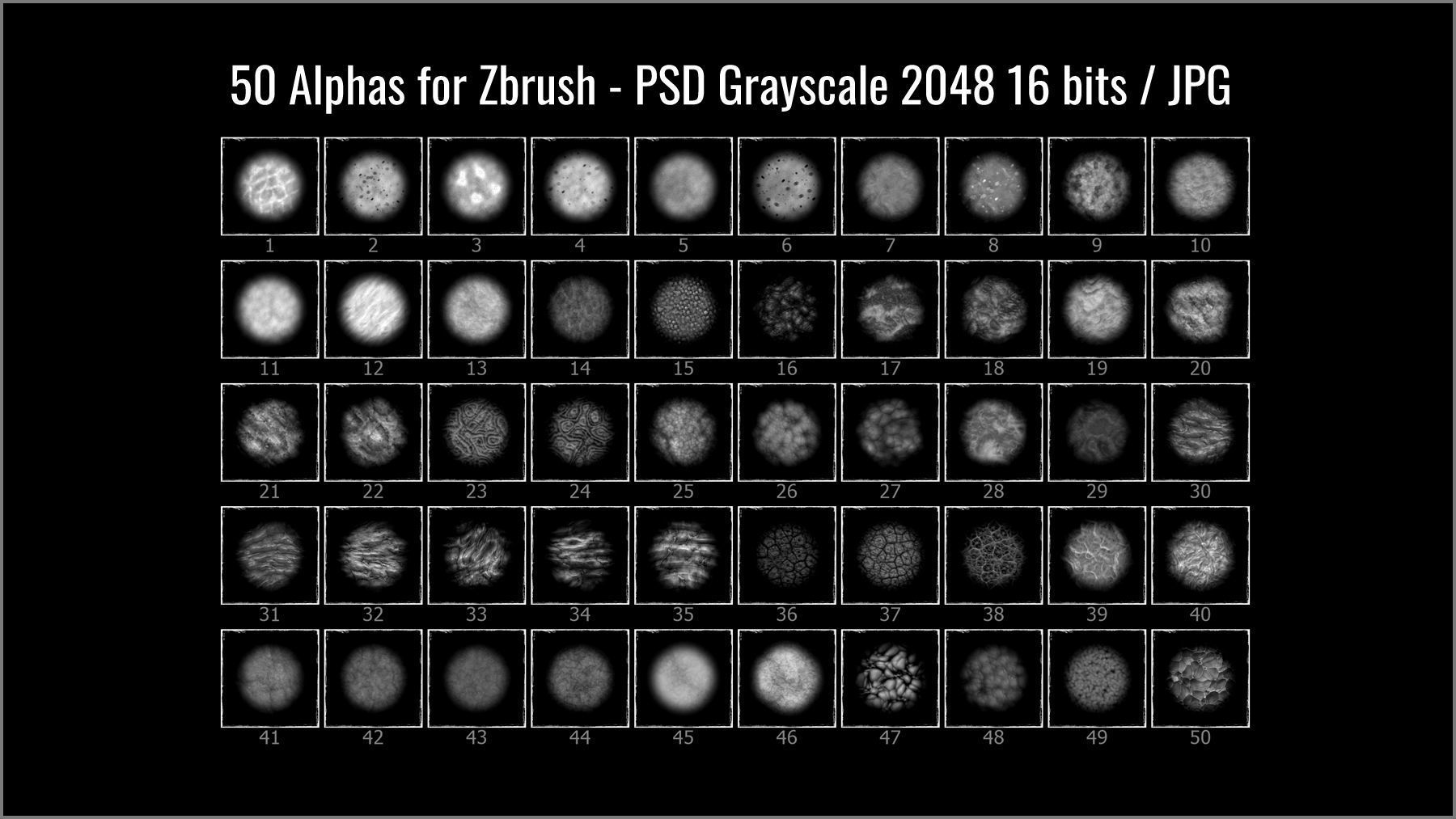 Alien Skin Maker 300 ZBrush brushes and 50 Alphas Texture_13