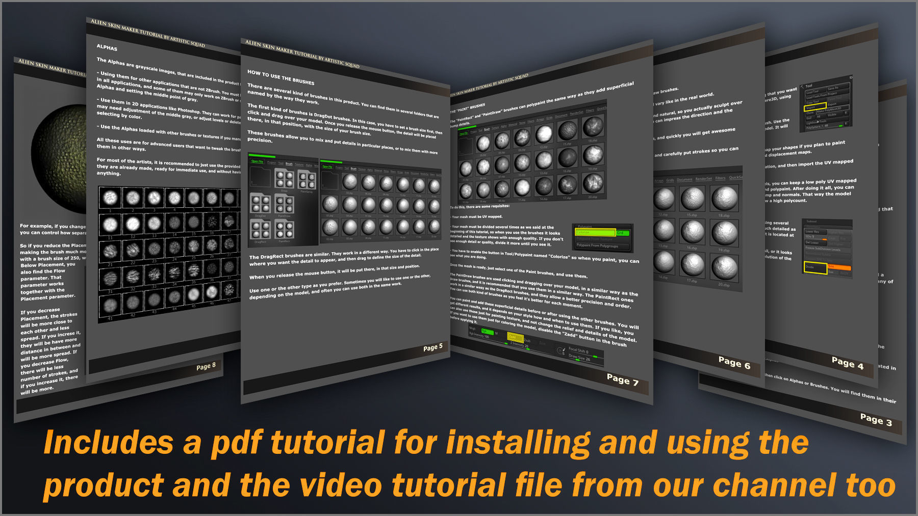 Alien Skin Maker 300 ZBrush brushes and 50 Alphas Texture_14
