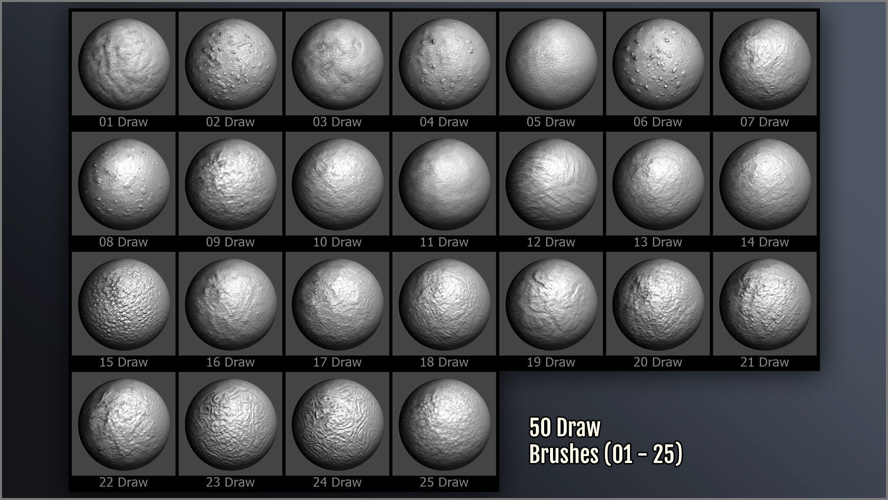 Alien Skin Maker 300 ZBrush brushes and 50 Alphas Texture_11