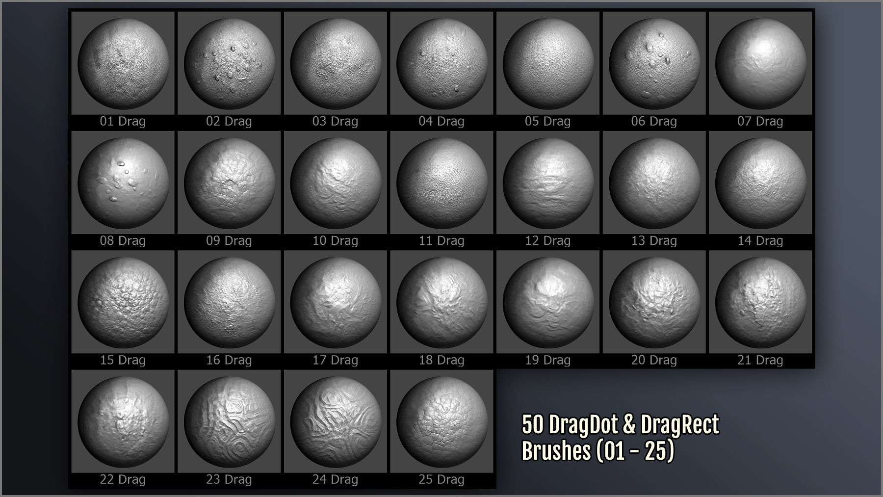 Alien Skin Maker 300 ZBrush brushes and 50 Alphas Texture_10