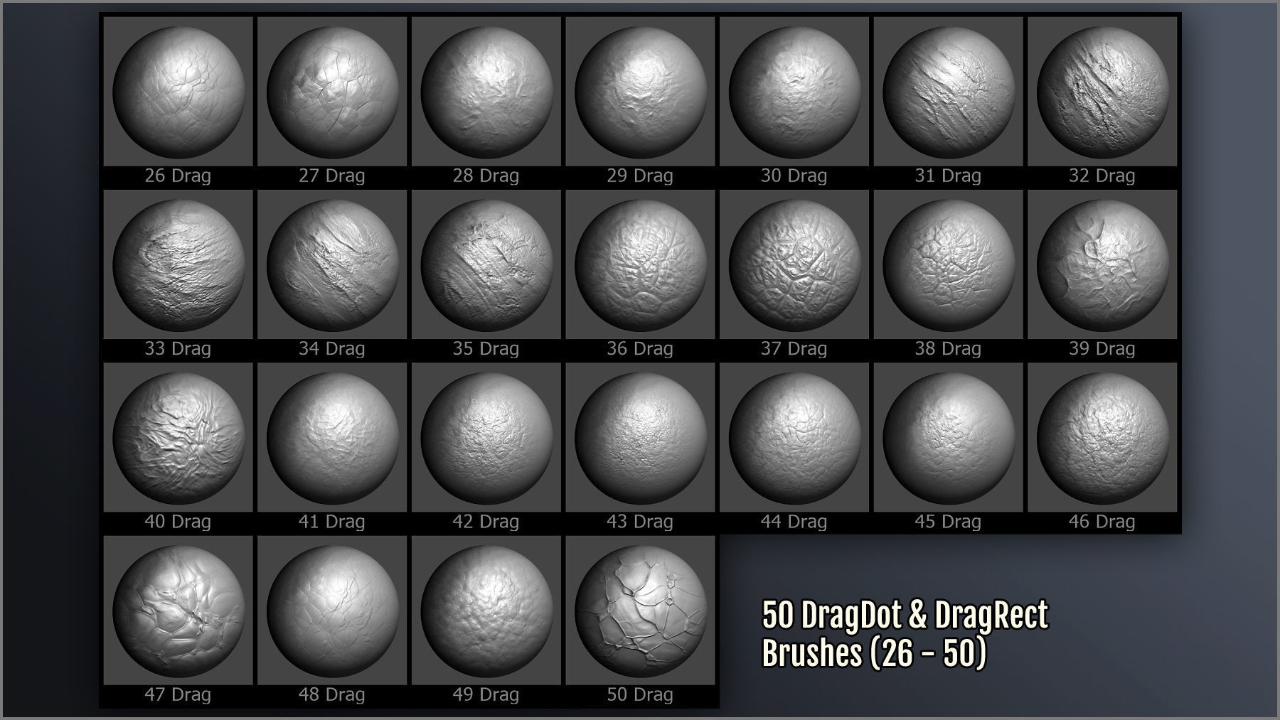 Alien Skin Maker 300 ZBrush brushes and 50 Alphas Texture_9