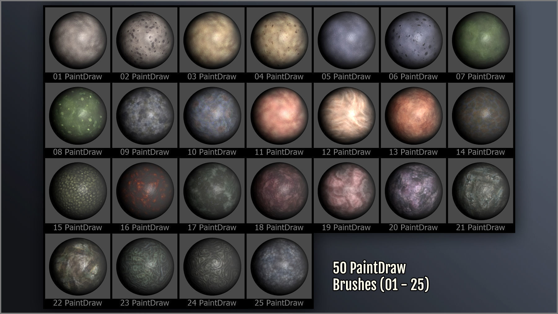 Alien Skin Maker 300 ZBrush brushes and 50 Alphas Texture_5