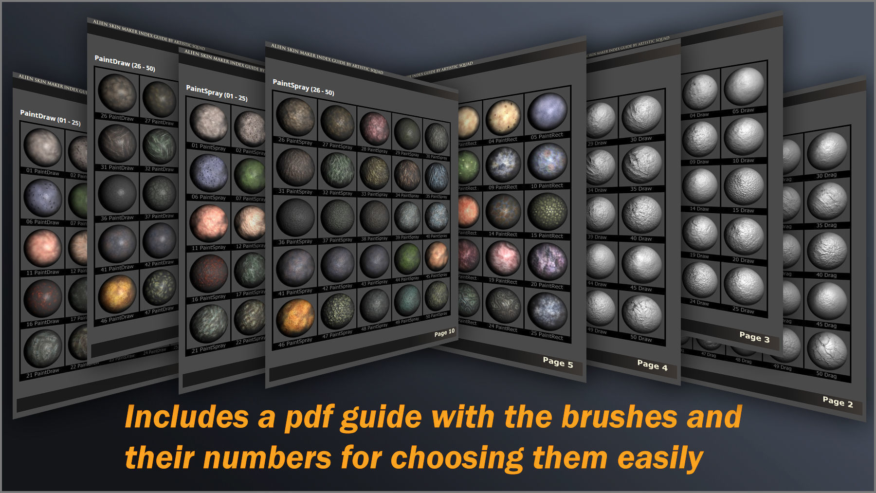 Alien Skin Maker 300 ZBrush brushes and 50 Alphas Texture_15