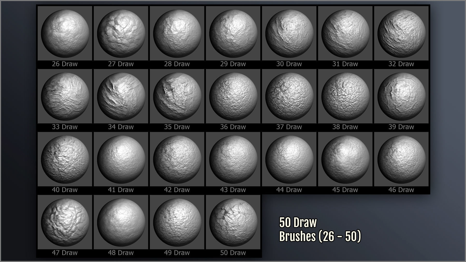Alien Skin Maker 300 ZBrush brushes and 50 Alphas Texture_12