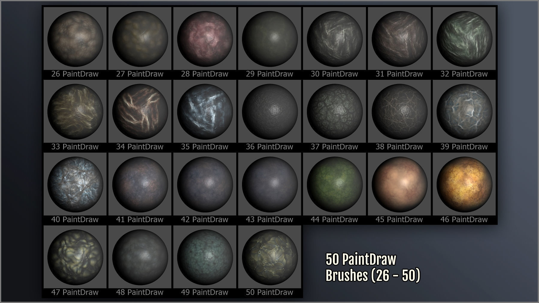 Alien Skin Maker 300 ZBrush brushes and 50 Alphas Texture_6
