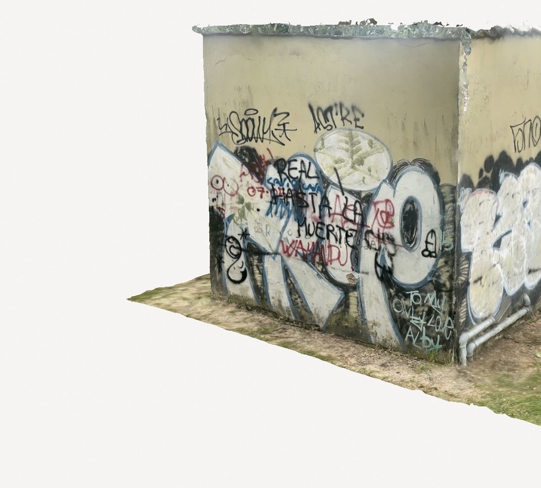 prefabricated concrete building box with graffiti 3D model_2