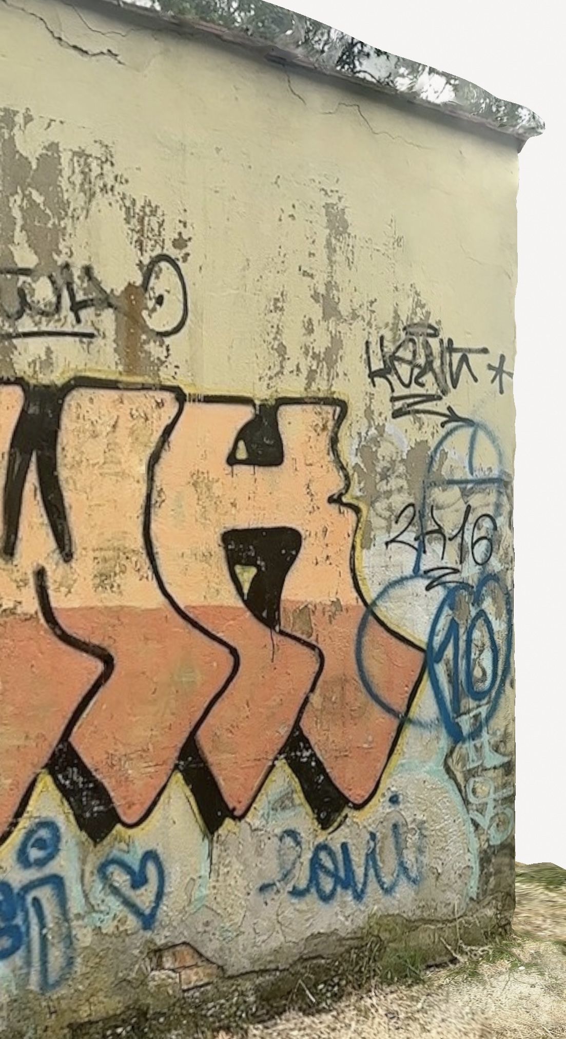 prefabricated concrete building box with graffiti 3D model_5