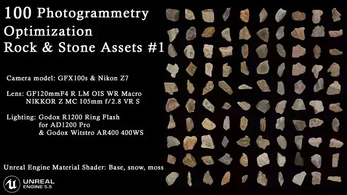 100 Photogrammetry Optimization Rock Stone Assets 1