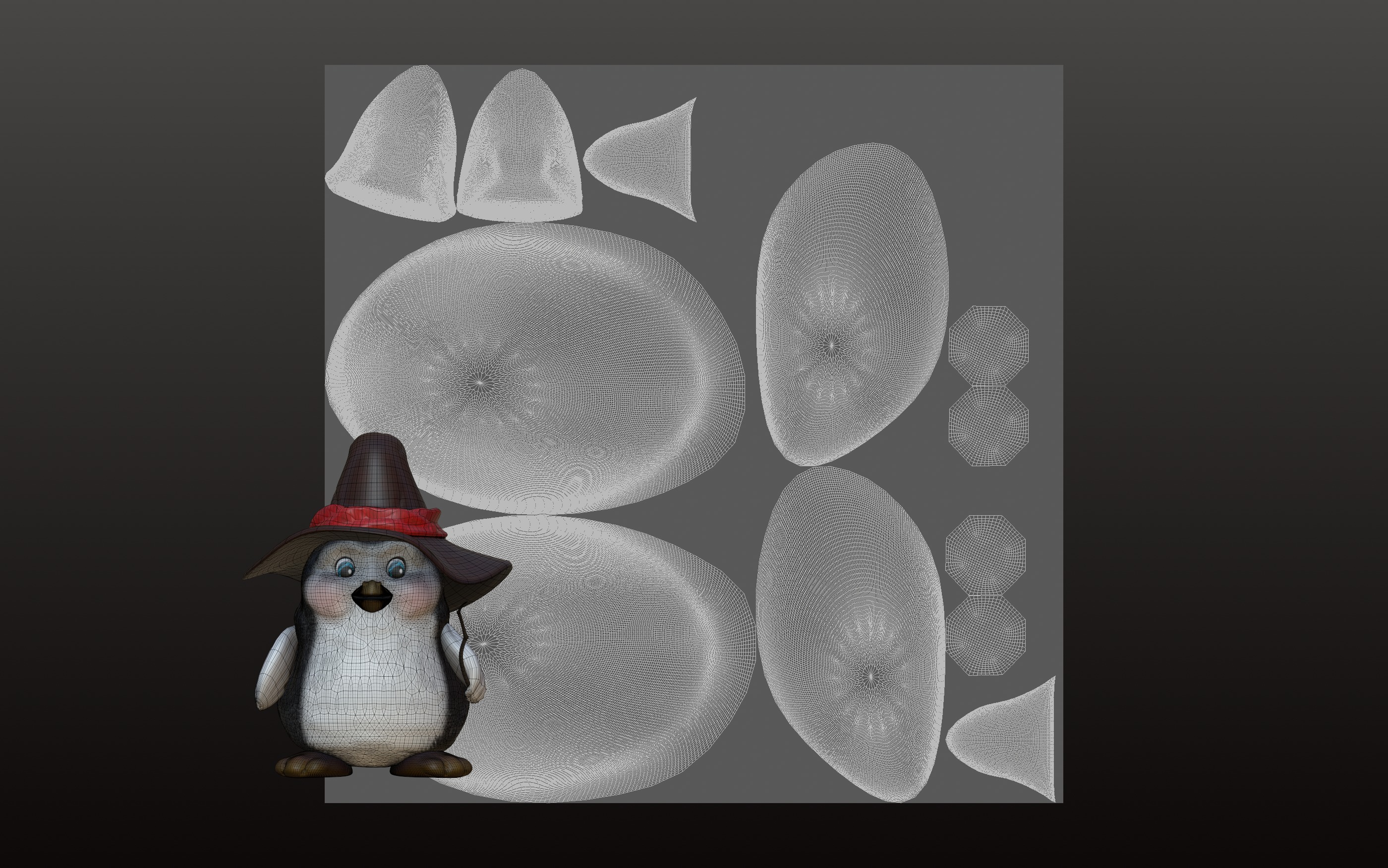 Wizard Penguin Low-poly 3D model_4