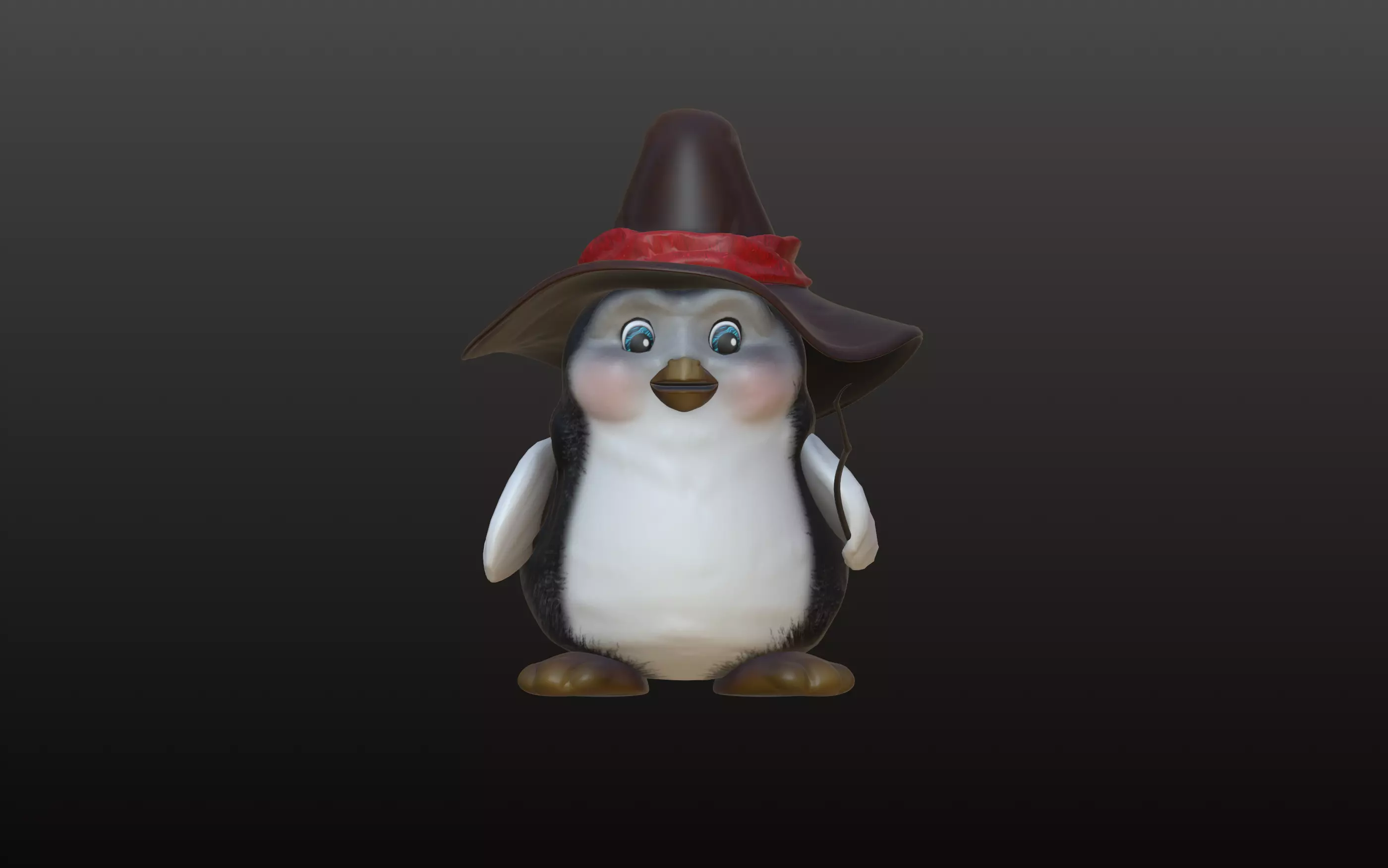 Wizard Penguin Low-poly 3D model_0
