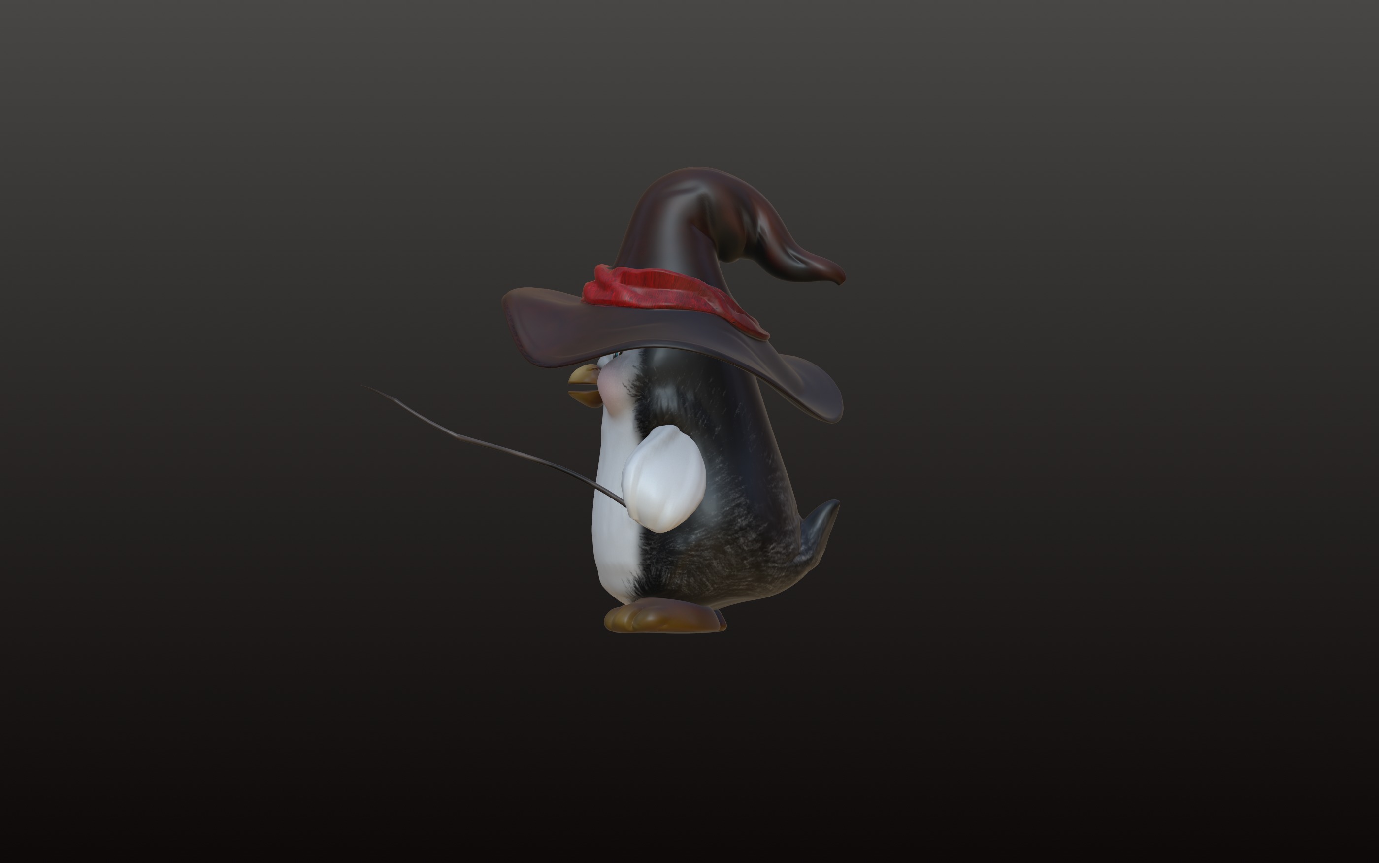 Wizard Penguin Low-poly 3D model_3