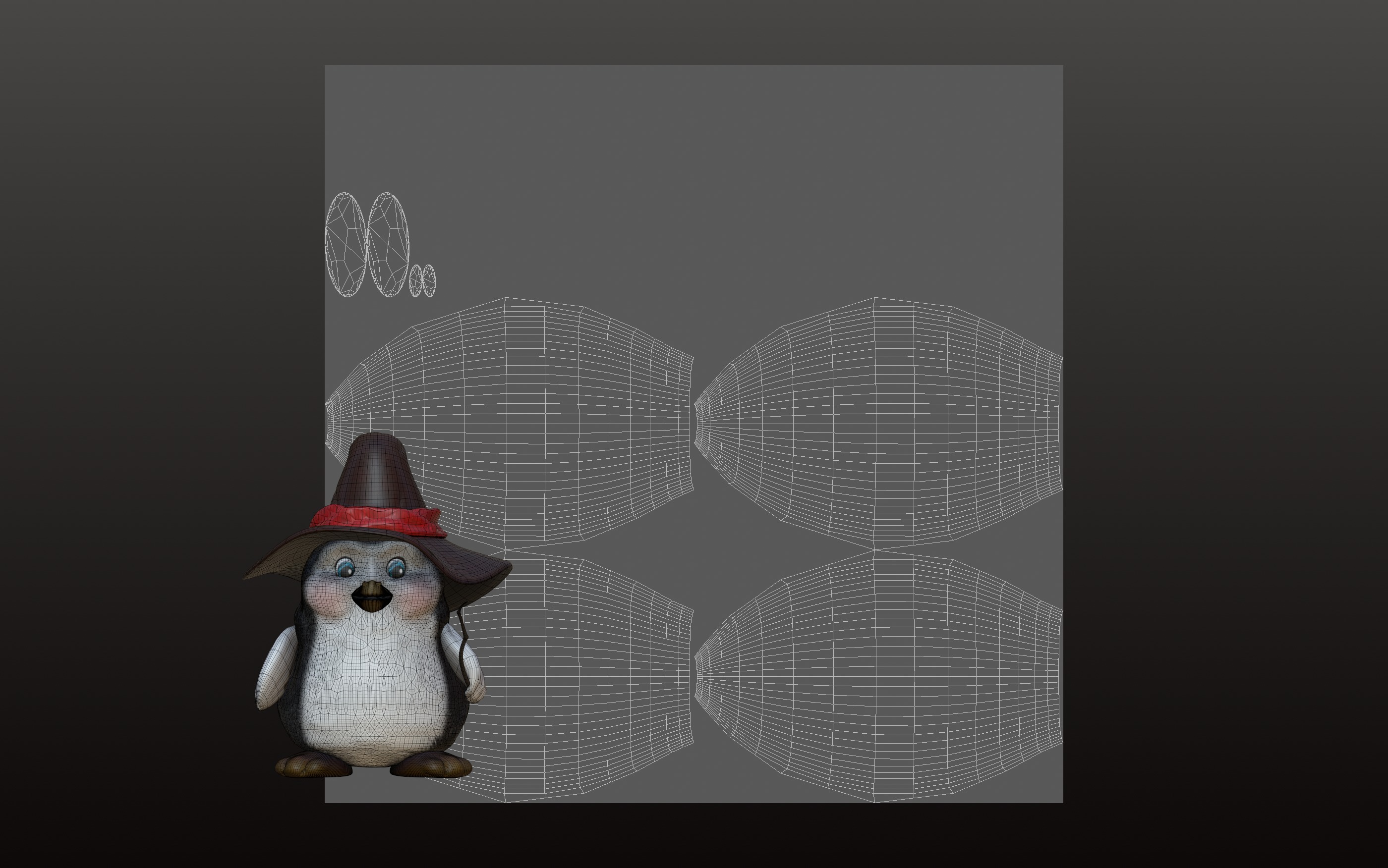 Wizard Penguin Low-poly 3D model_8