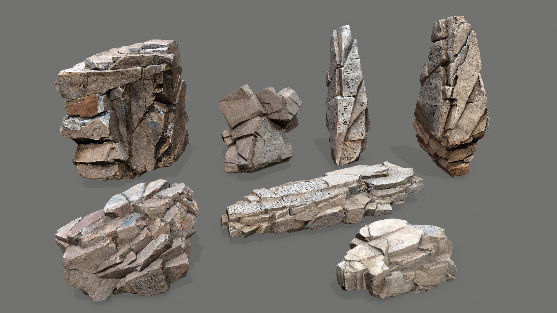 desert rocks Low-poly 3D model_2