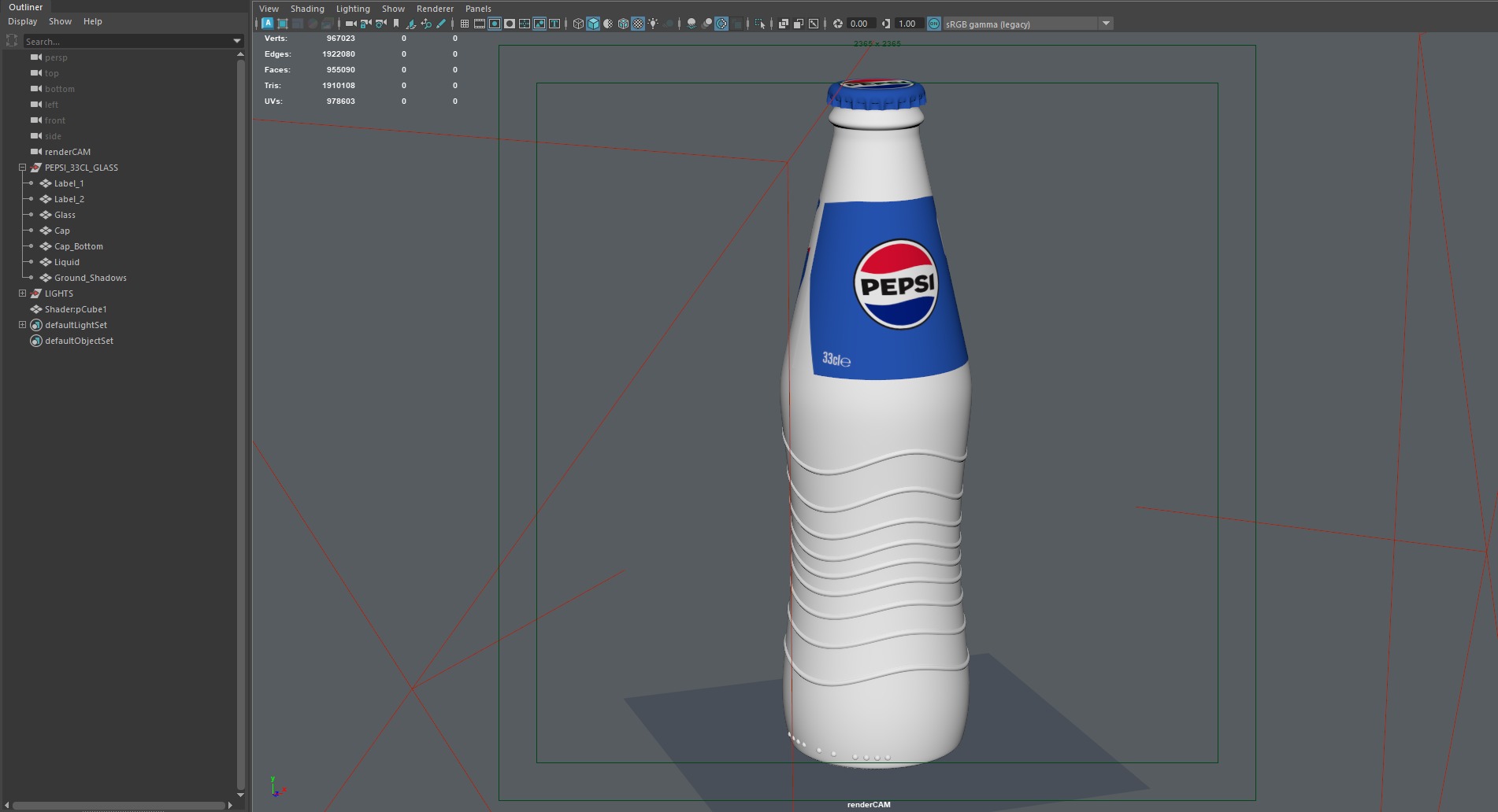 Pepsi  Soda Bottle 33 CL  3D model_6