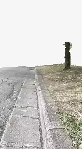 Piece of a ruined urban city street with small cracks 