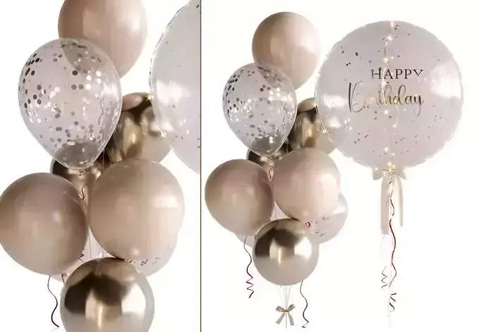 Balloons Birthday Holiday Decorations 3D model