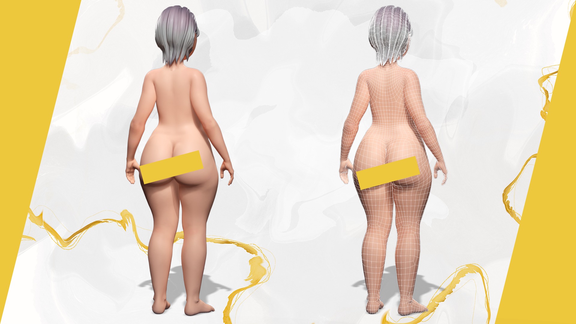 Animated mother character in winter casual outfit Low-poly 3D model_3