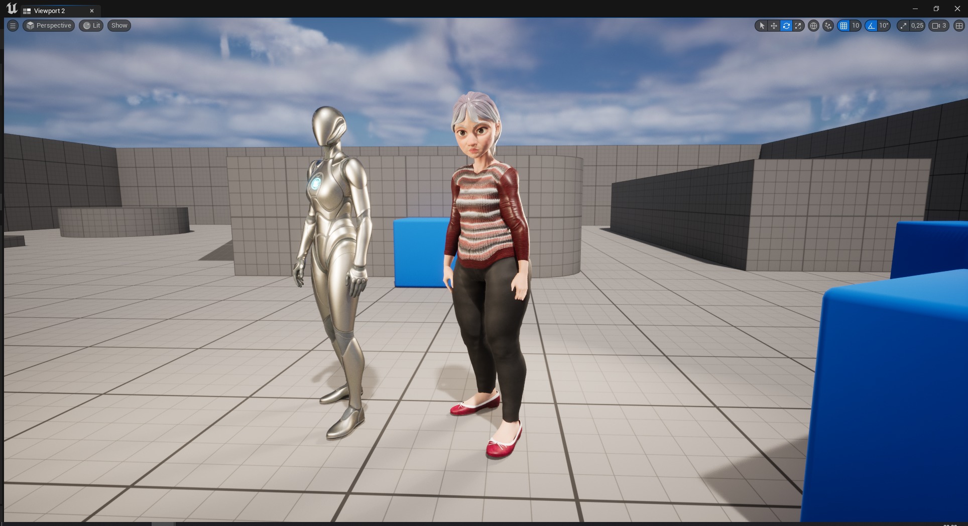 Animated mother character in winter casual outfit Low-poly 3D model_28