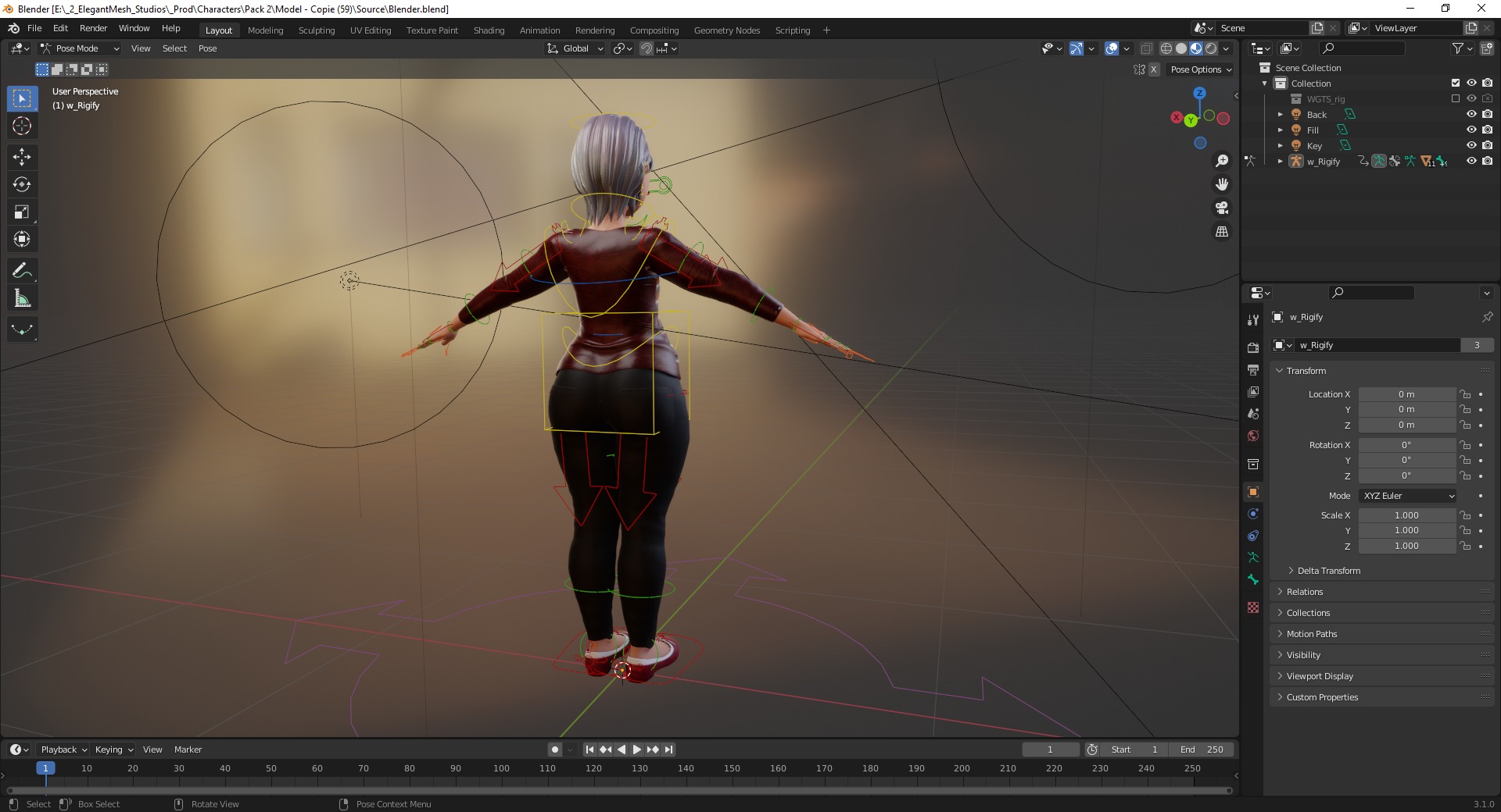 Animated mother character in winter casual outfit Low-poly 3D model_22