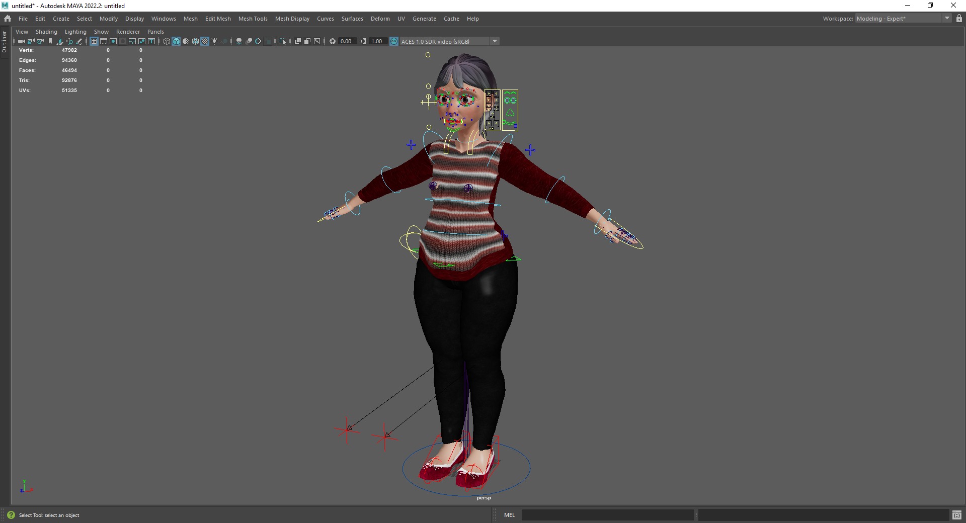 Animated mother character in winter casual outfit Low-poly 3D model_24