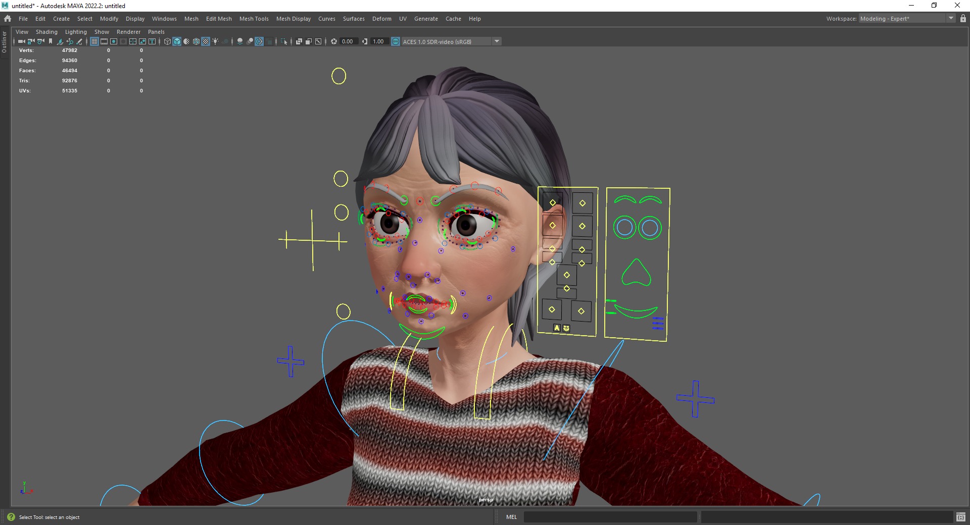 Animated mother character in winter casual outfit Low-poly 3D model_25
