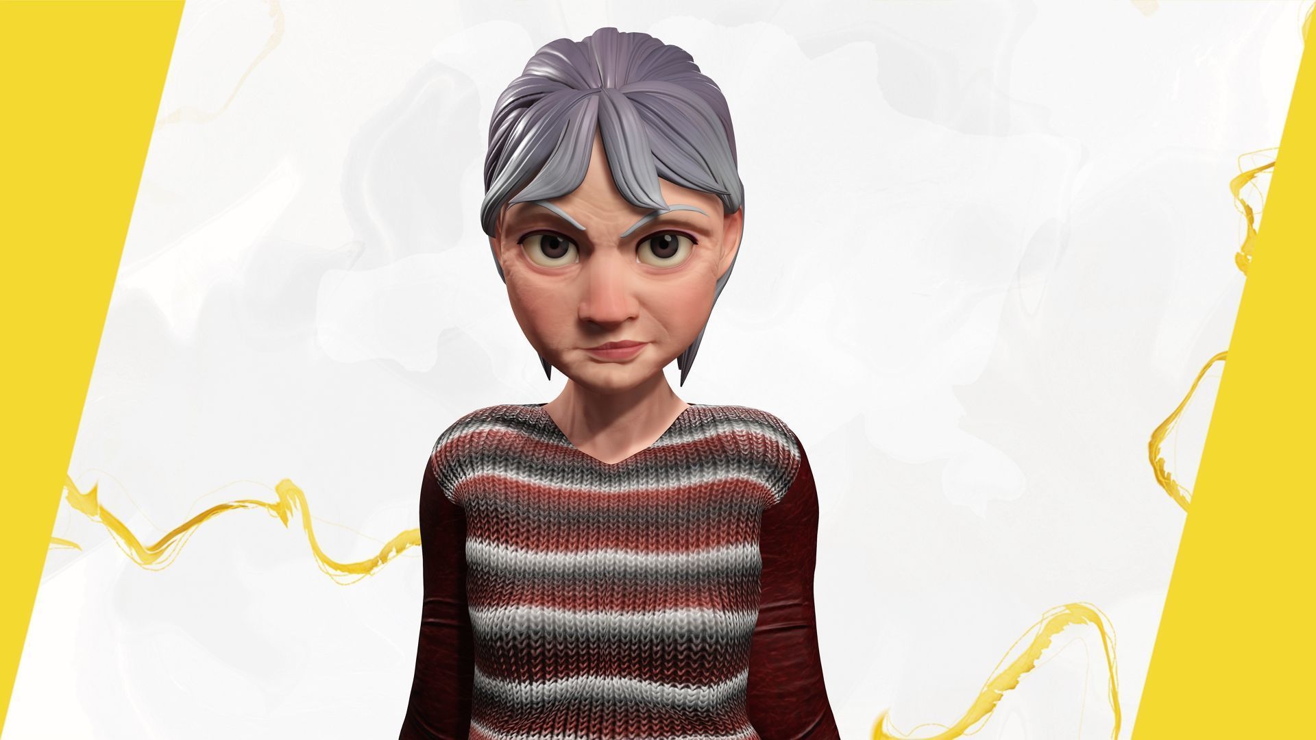 Animated mother character in winter casual outfit Low-poly 3D model_8