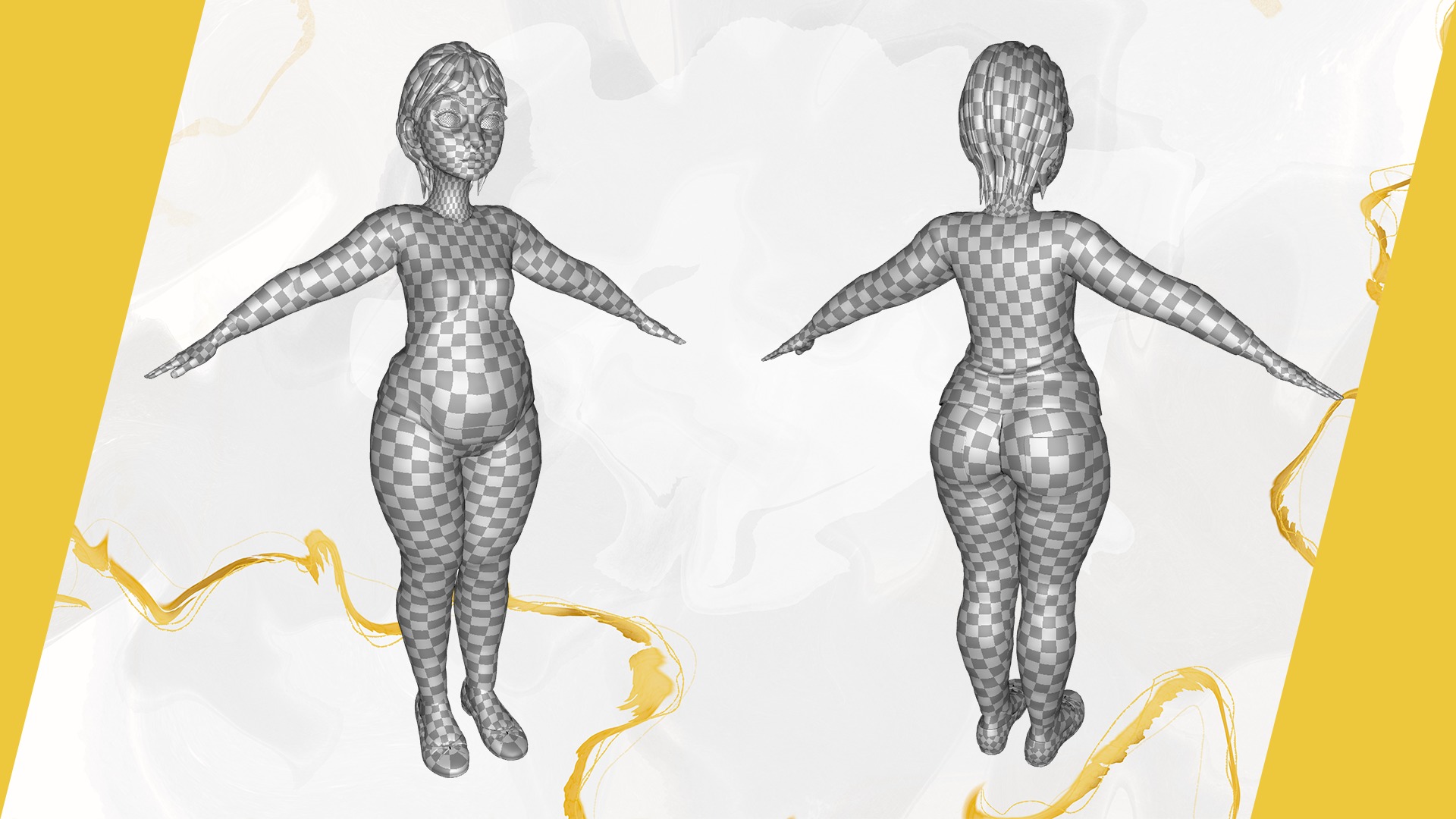 Animated mother character in winter casual outfit Low-poly 3D model_30