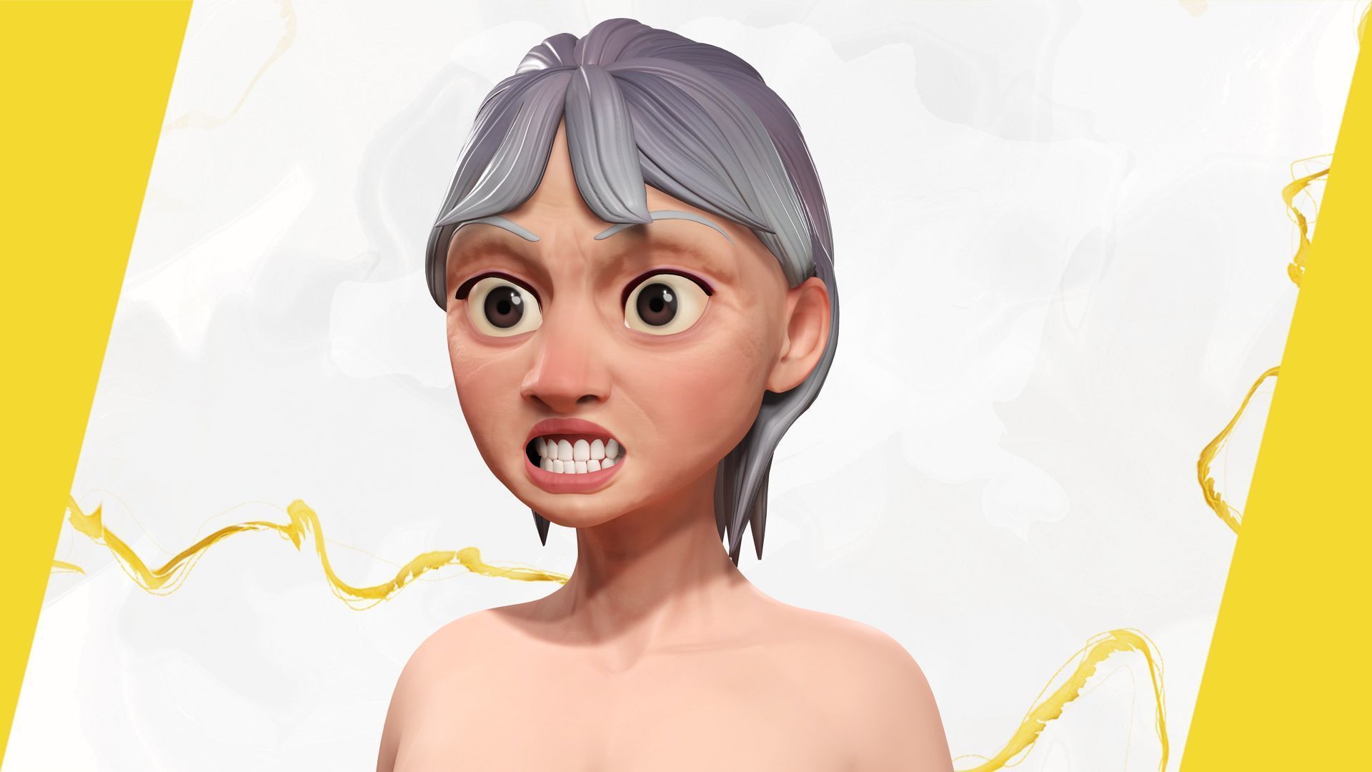 Animated mother character in winter casual outfit Low-poly 3D model_11