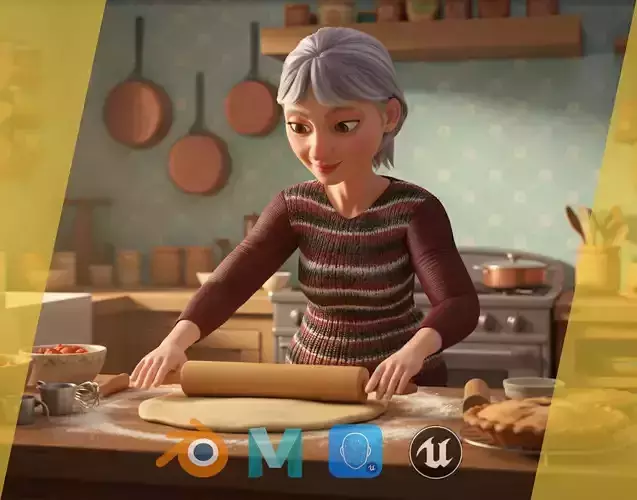 Animated mother character in winter casual outfit Low-poly 3D model Animated mother character in winter casual outfit Low-poly 3D model