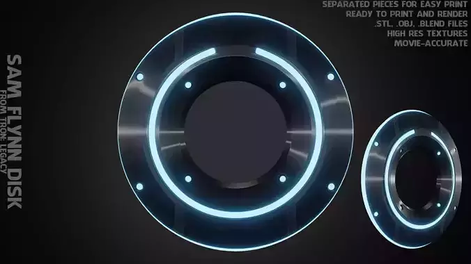 Tron Legacy Sam Flynn Disk for Cosplay 3D print model