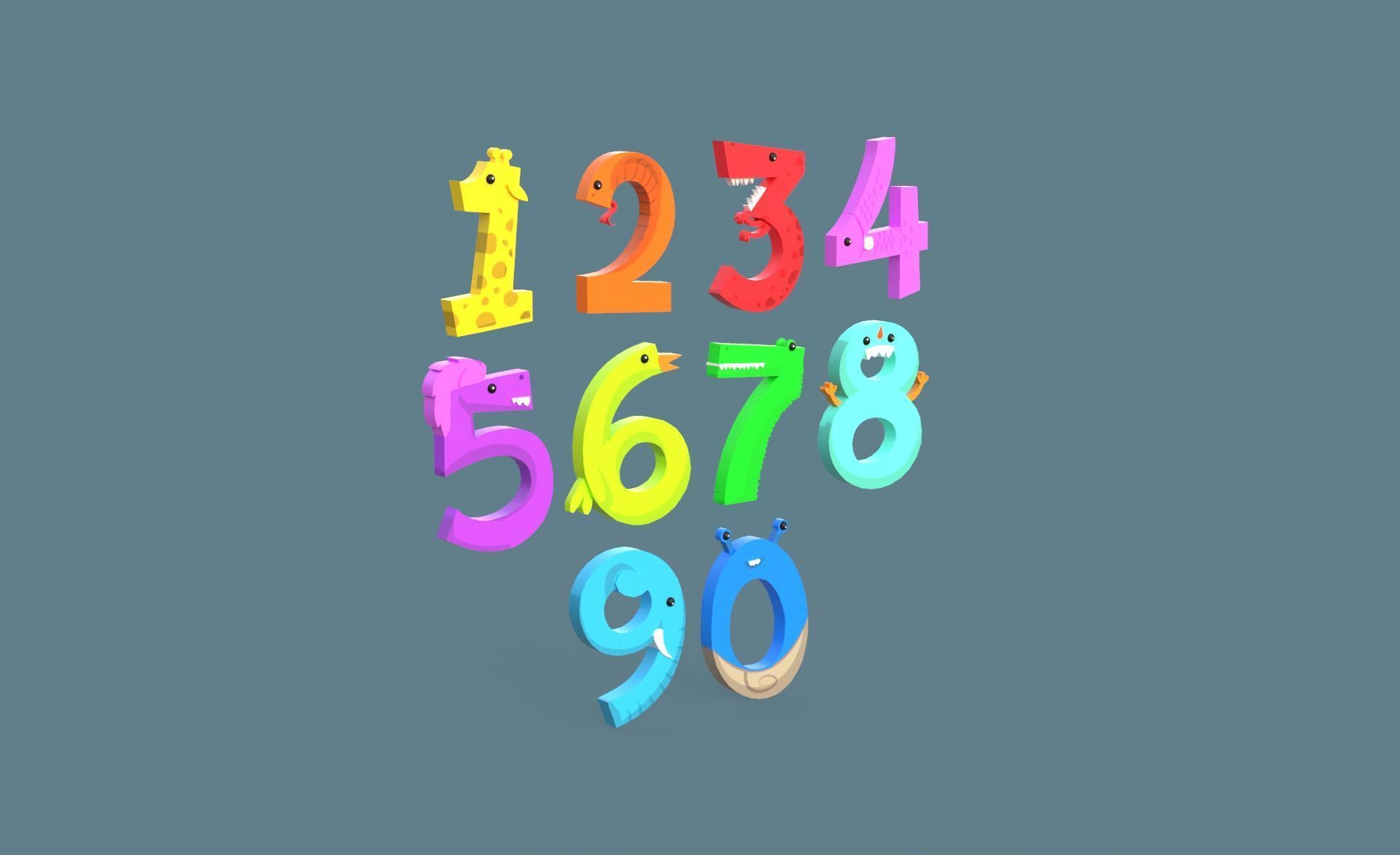 Cartoon Number v011 Low-poly 3D model_15