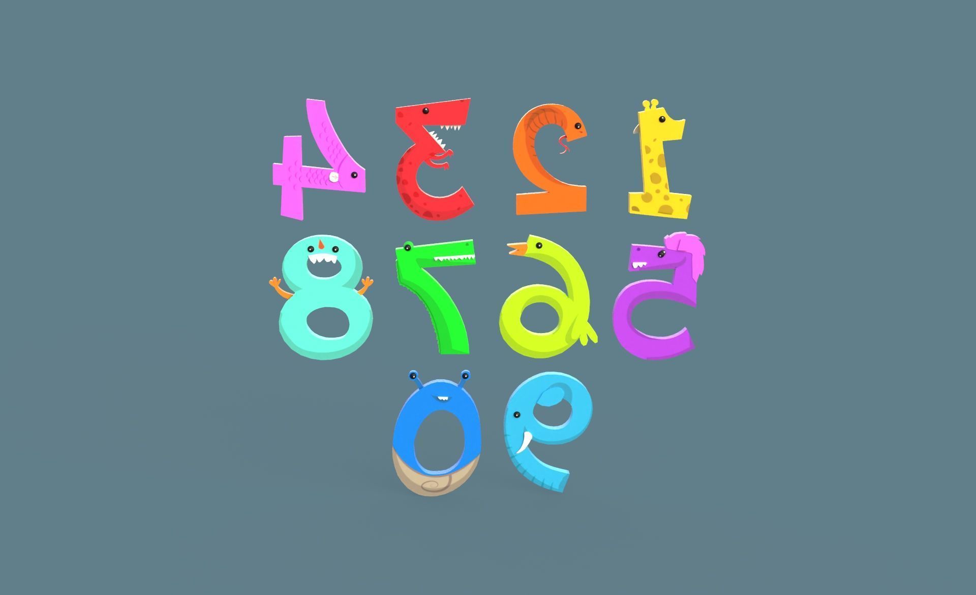 Cartoon Number v011 Low-poly 3D model_9