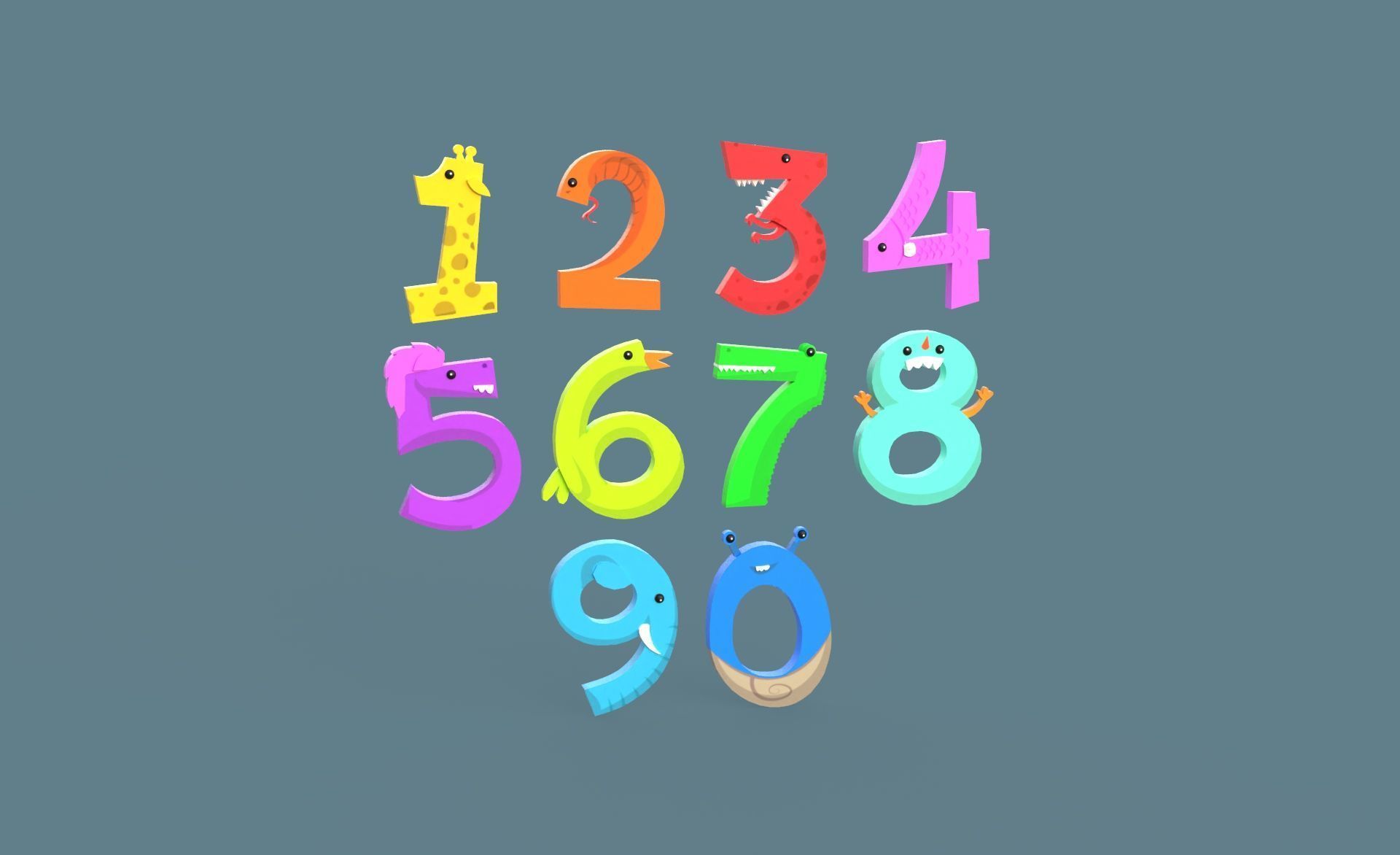 Cartoon Number v011 Low-poly 3D model_16