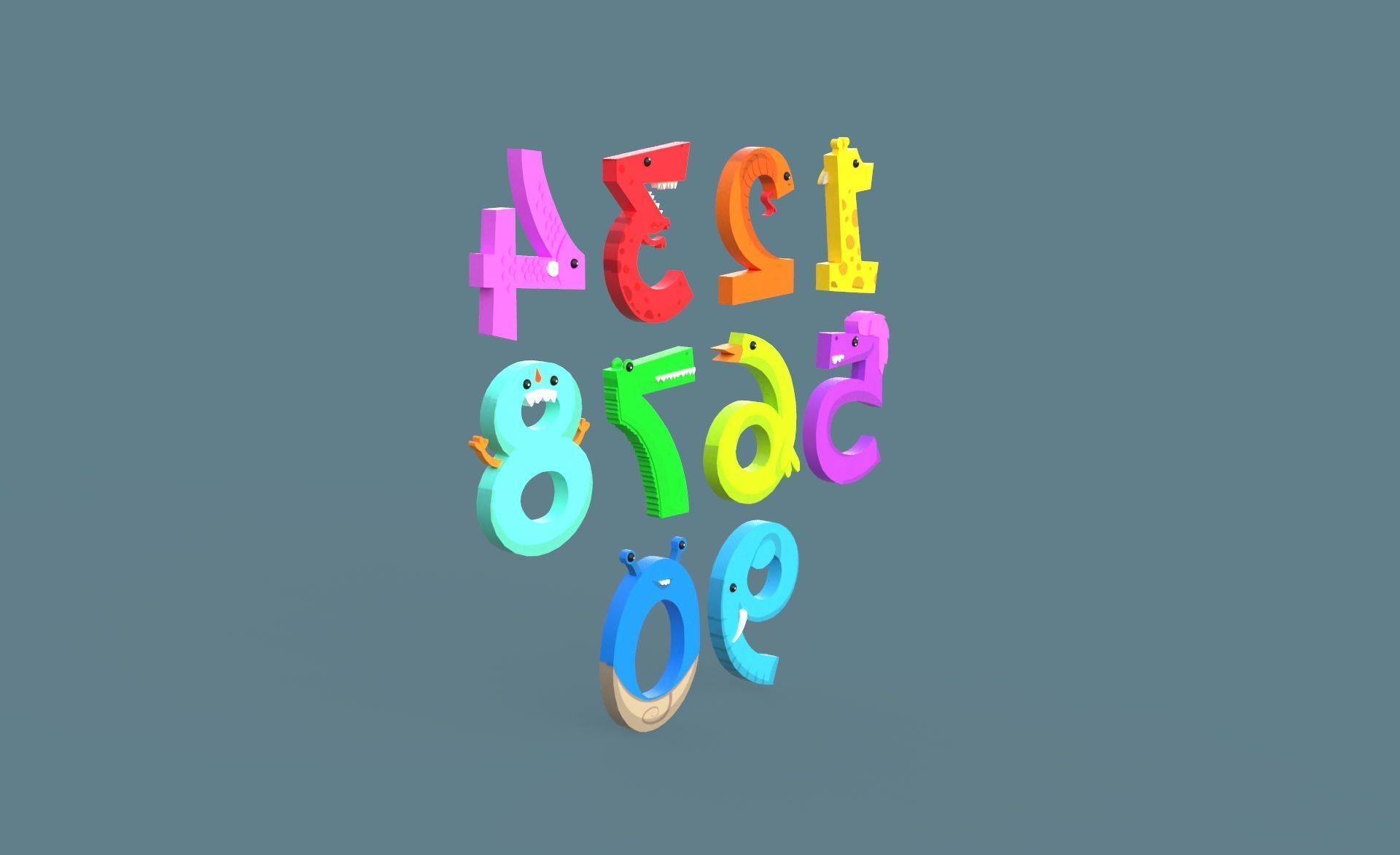 Cartoon Number v011 Low-poly 3D model_5