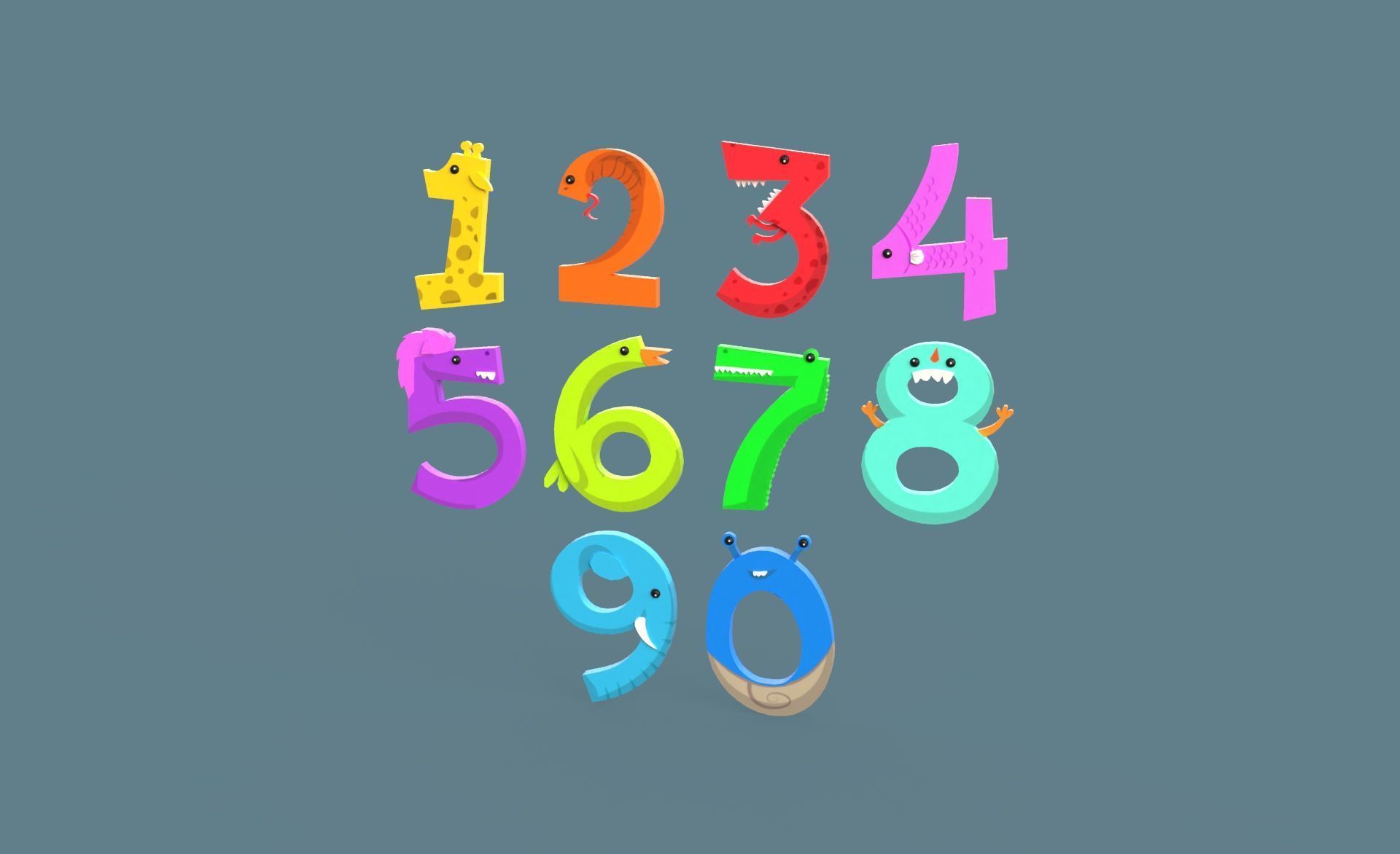 Cartoon Number v011 Low-poly 3D model_17