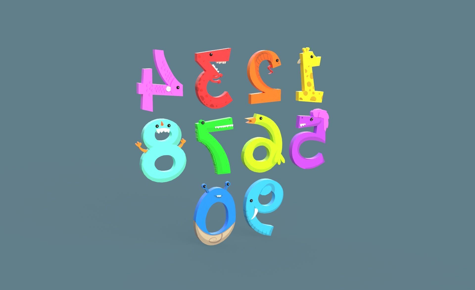 Cartoon Number v011 Low-poly 3D model_6