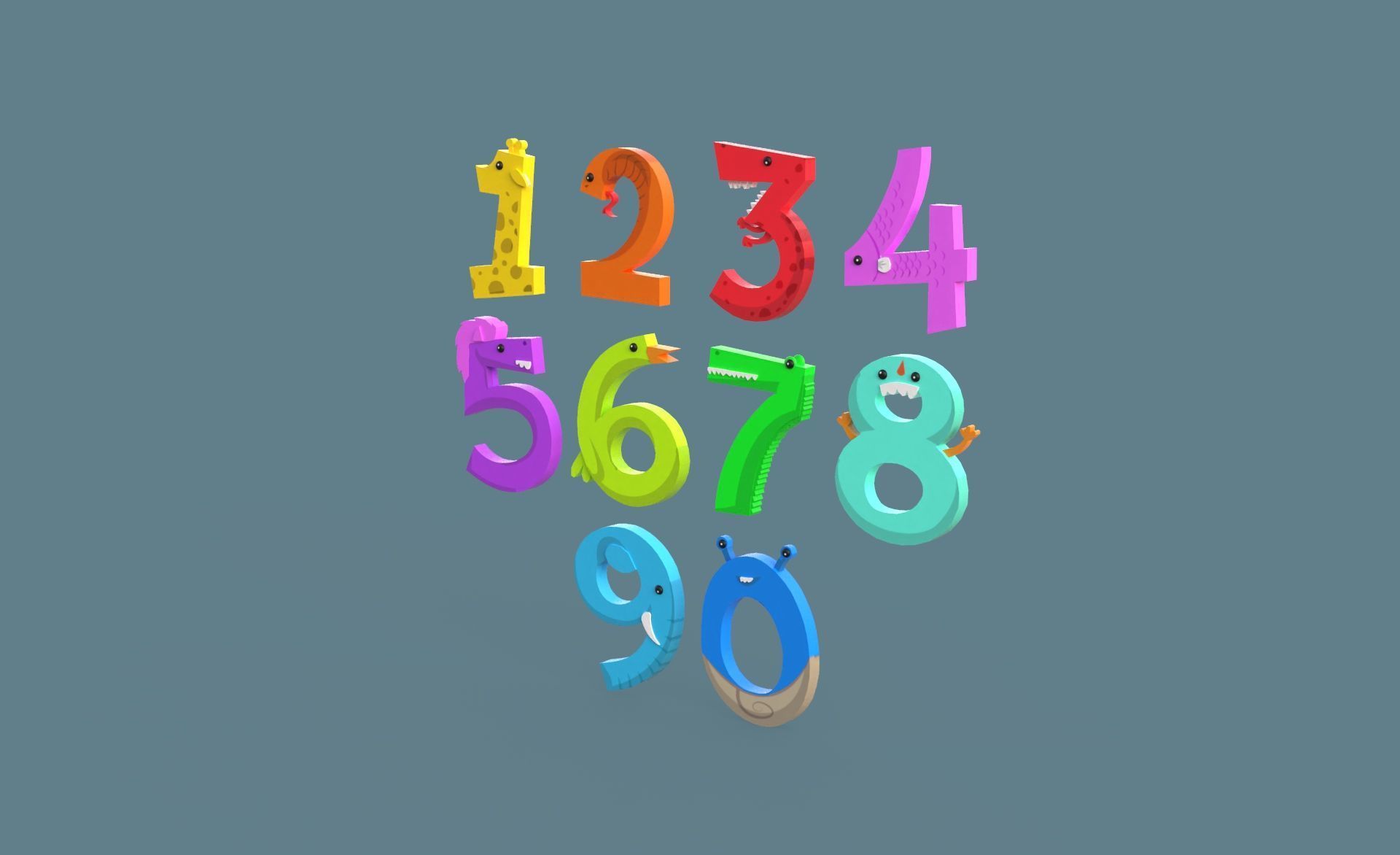 Cartoon Number v011 Low-poly 3D model_1