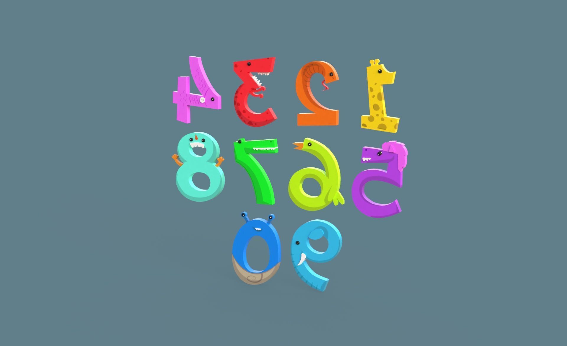 Cartoon Number v011 Low-poly 3D model_10