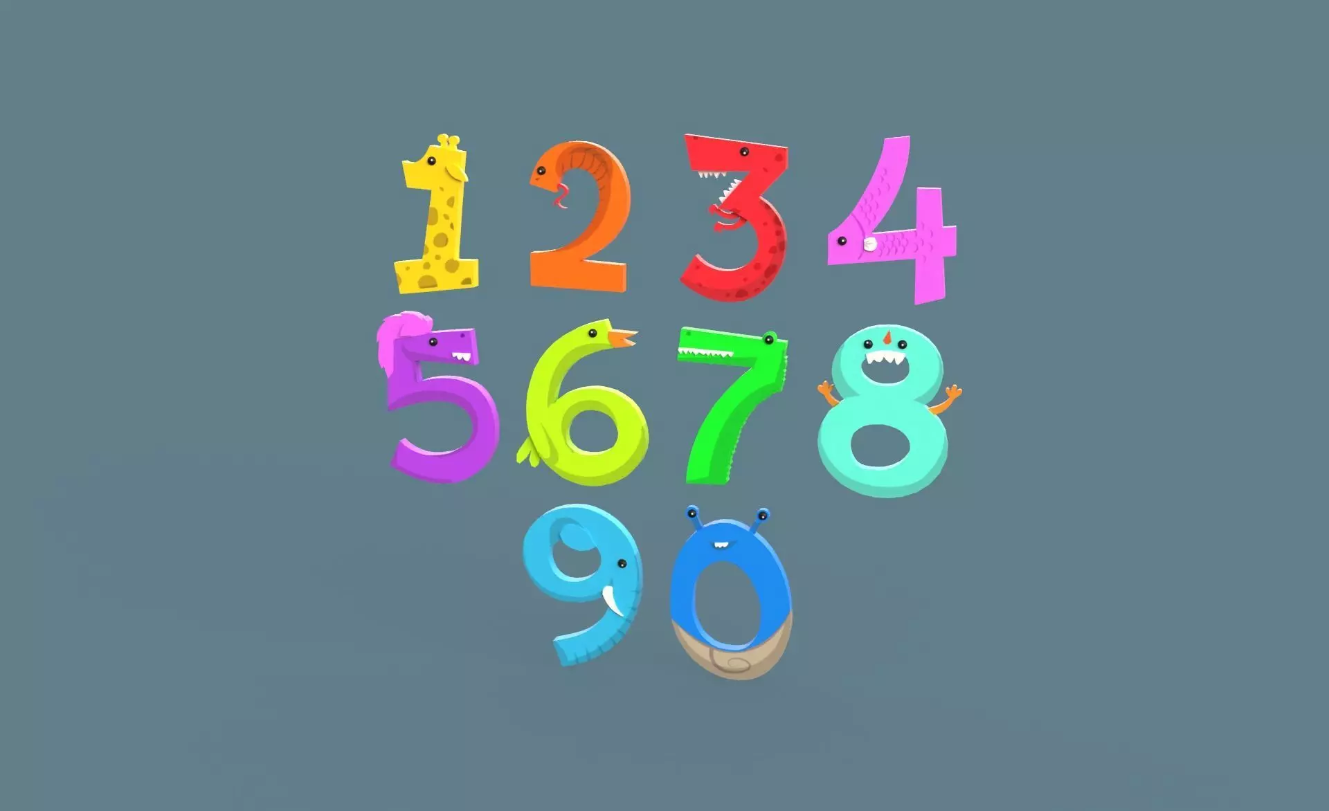 Cartoon Number v011 Low-poly 3D model_0