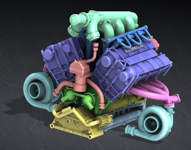 HIGH DETAIL McLaren MP4-4 Engine - 16 parts for 3D Printing 3D print model 7