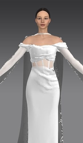 Dress corset draped neckline  cup  Low-poly 3D model