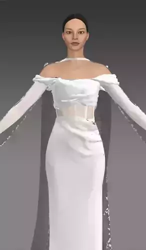 Dress corset draped neckline cup Low-poly 3D model