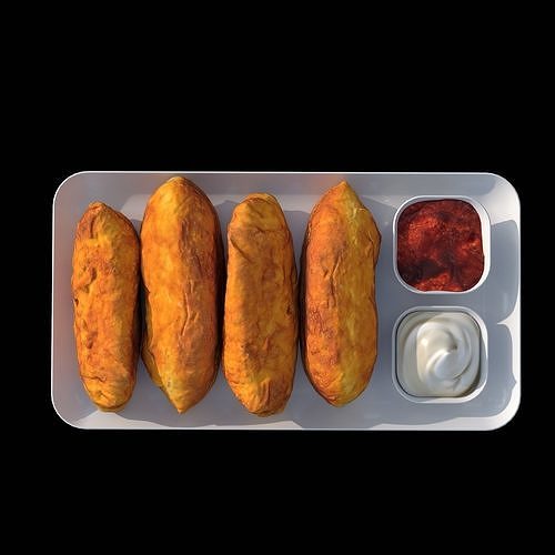 Empanadas Pirozhki Perashki Low-poly 3D model 3