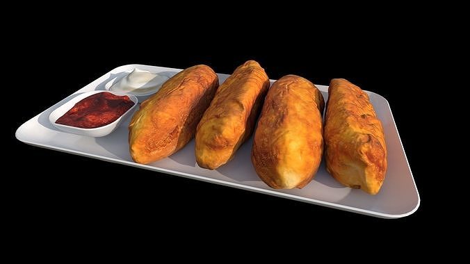 Empanadas Pirozhki Perashki Low-poly 3D model 5